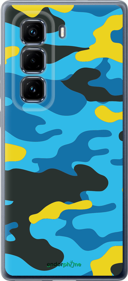 Силиконовый чехол Желто-голубой камуфляж для Infinix Hot 50 Pro+ 4G - 1084u-3870 изображение 