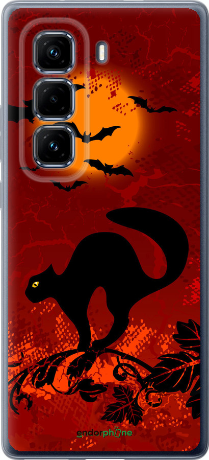 Силіконовий чехол Чорна кішка під місяцем для Infinix Hot 50 Pro+ 4G - 1190u-3870 изображение 