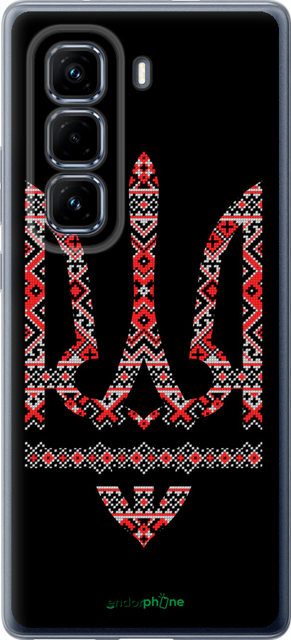 Силиконовый чехол Герб - вышиванка на черном фоне для Infinix Hot 50 Pro+ 4G - 1196u-3870 изображение 