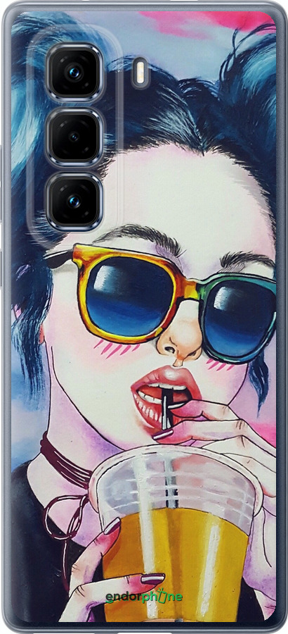 Силіконовий чехол Арт-дівчина в окулярах для Infinix Hot 50 Pro+ 4G - 3994u-3870 изображение 