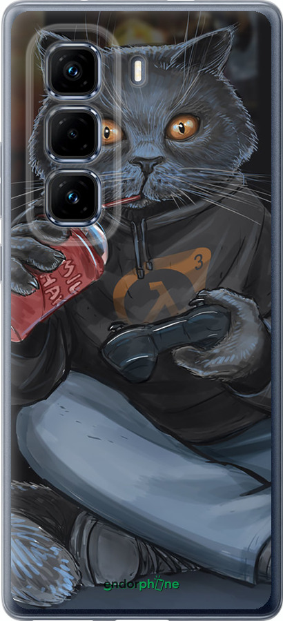 Силиконовый чехол gamer cat для Infinix Hot 50 Pro+ 4G - 4140u-3870 изображение 