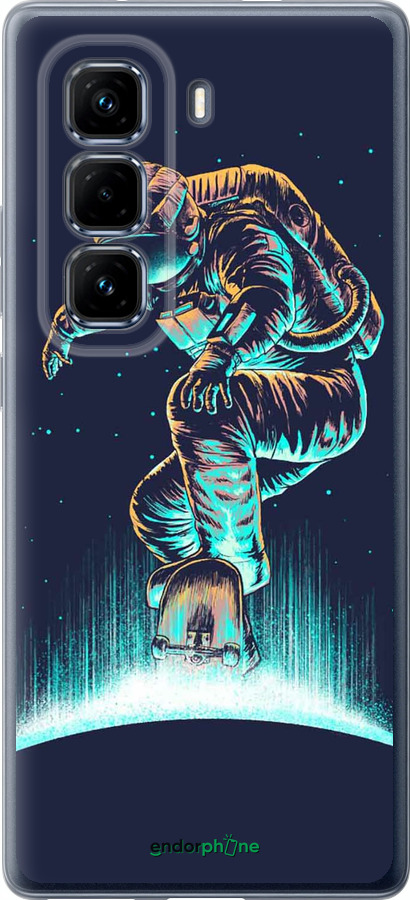 Силиконовый чехол Космонавт на скейтборде для Infinix Hot 50 Pro+ 4G - 4145u-3870 изображение 