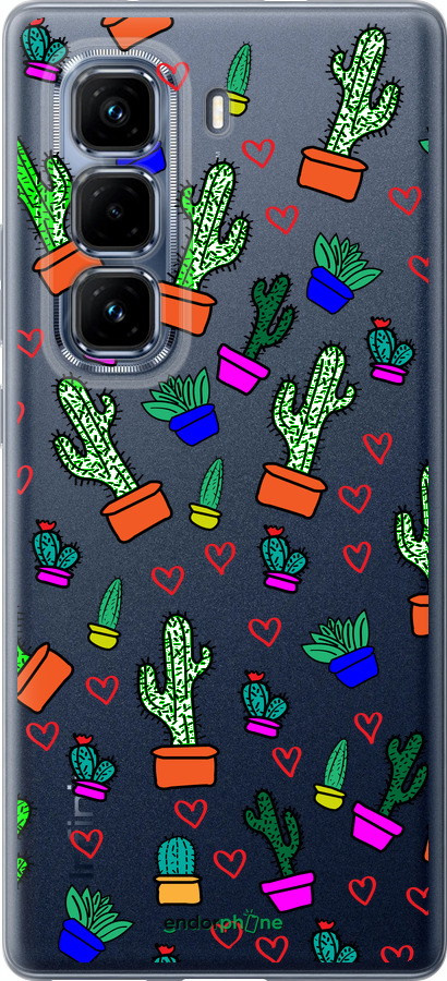 Силиконовый чехол Кактусы 4 для Infinix Hot 50 Pro+ 4G - 4856u-3870 изображение 