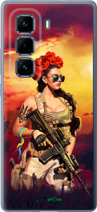Силіконовий чехол Українка зі зброєю  для Infinix Hot 50 Pro+ 4G - 5316u-3870 изображение 