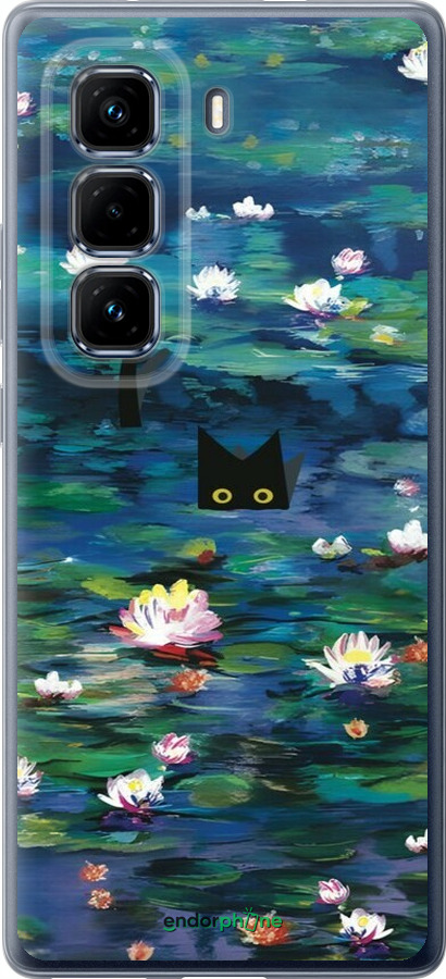Силиконовый чехол із зображенням водяних лілій та кішок для Infinix Hot 50 Pro+ 4G - 6257u-3870 изображение 