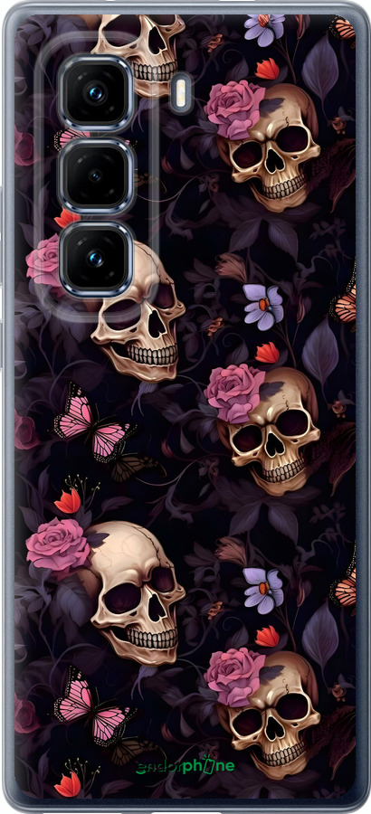 Силіконовий чехол Черепи та троянди для Infinix Hot 50 Pro+ 4G - 6316u-3870 изображение 