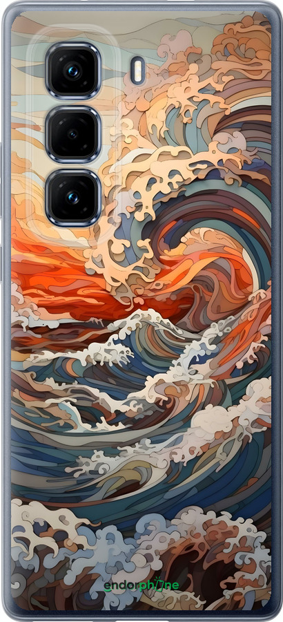 Силиконовый чехол Арт волны для Infinix Hot 50 Pro+ 4G - 6324u-3870 изображение 