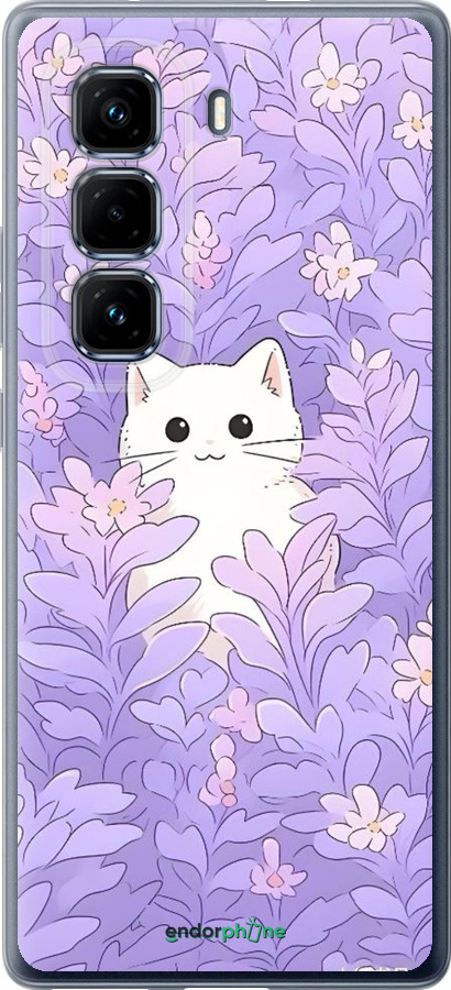 Силіконовий чехол Котик в цветах для Infinix Hot 50 Pro+ 4G - 6390u-3870 изображение 