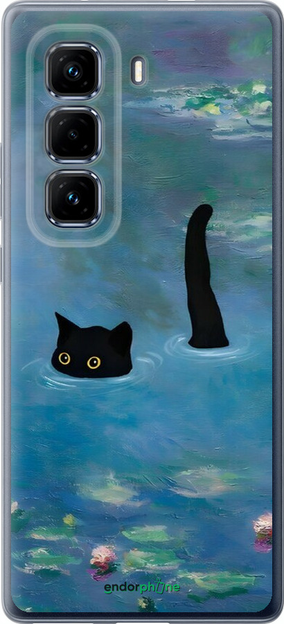 Силіконовий чехол Із зображенням кота та водяної лілії Monet для Infinix Hot 50 Pro+ 4G - 6519u-3870 изображение 