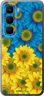 Силиконовый чехол Жёлто-голубые цветы для Infinix Hot 60 5G / Hot 60i 4G - 1048u-4114 изображение 