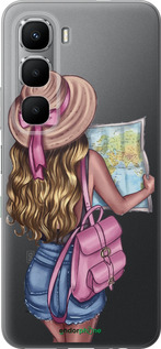 Силиконовый чехол Девушка с картой для Infinix Hot 60 5G / Hot 60i 4G - 4704u-4114 изображение 
