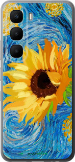 Силиконовый чехол Цветы желто-голубые для Infinix Hot 60 5G / Hot 60i 4G - 5308u-4114 изображение 