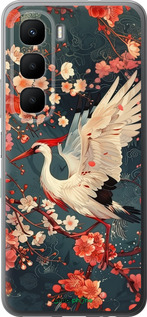 Силиконовый чехол Сакура и аист для Infinix Hot 60 5G / Hot 60i 4G - 6108u-4114 изображение 