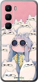 Силиконовый чехол Малышка с котами для Infinix Hot 60 5G / Hot 60i 4G - 6295u-4114 изображение 