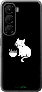 Силиконовый чехол С милым котом на черном фоне для Infinix Hot 60 5G / Hot 60i 4G - 6528u-4114 изображение 