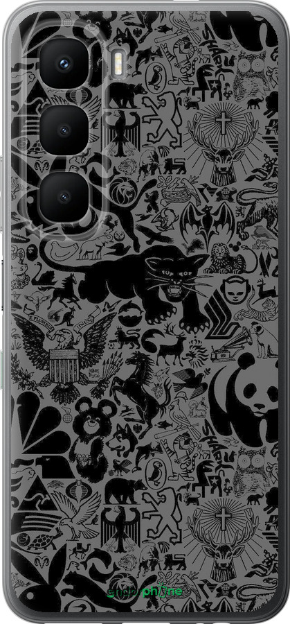 Силиконовый чехол Чёрно-серый стикер бомбинг для Infinix Hot 60 5G / Hot 60i 4G - 2432u-4114 изображение 