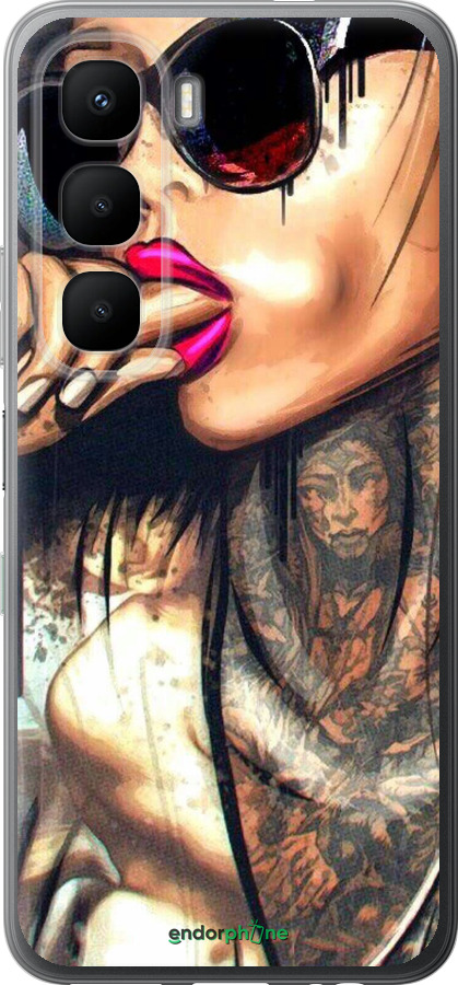 Силиконовый чехол Девушка в тату для Infinix Hot 60 5G / Hot 60i 4G - 4001u-4114 изображение 