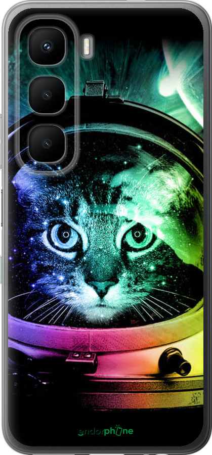 Силиконовый чехол Кот-астронавт для Infinix Hot 60 5G / Hot 60i 4G - 4154u-4114 изображение 