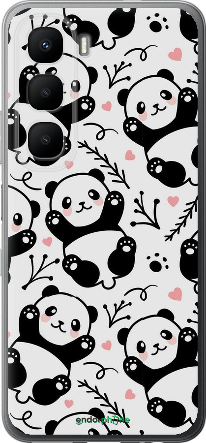 Силиконовый чехол Панды для Infinix Hot 60 5G / Hot 60i 4G - 4318u-4114 изображение 