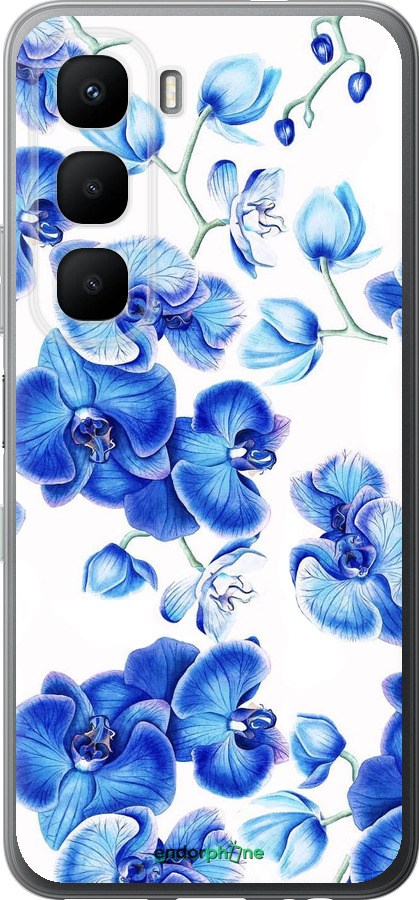 Силиконовый чехол Голубые орхидеи для Infinix Hot 60 5G / Hot 60i 4G - 4406u-4114 изображение 