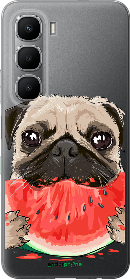 Силиконовый чехол Мопс и арбуз для Infinix Hot 60 5G / Hot 60i 4G - 4665u-4114 изображение 