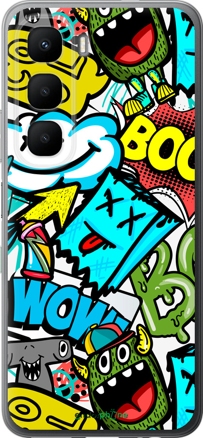 Силиконовый чехол Стикеры v4 для Infinix Hot 60 5G / Hot 60i 4G - 5508u-4114 изображение 