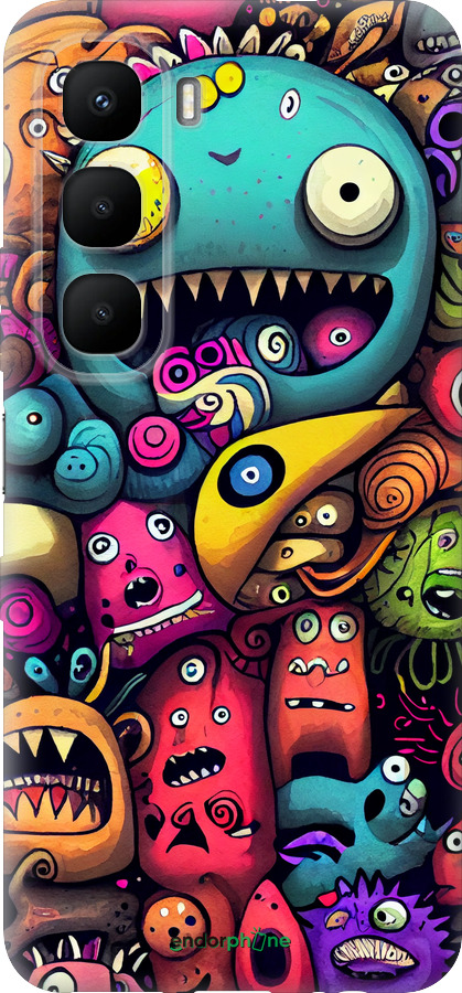 Силиконовый чехол Cмешные монстры для Infinix Hot 60 5G / Hot 60i 4G - 5549u-4114 изображение 