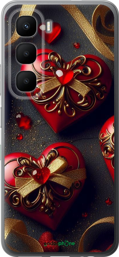 Силиконовый чехол Сердечки v4 для Infinix Hot 60 5G / Hot 60i 4G - 5834u-4114 изображение 