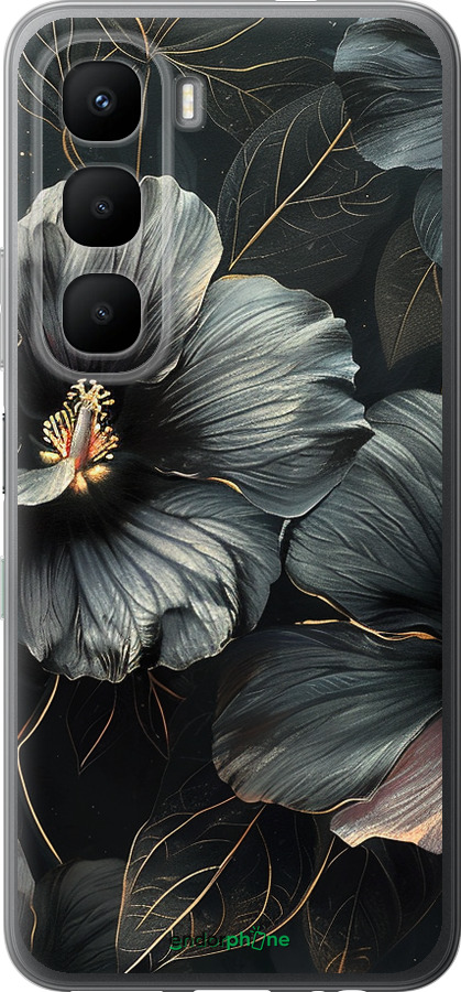 Силиконовый чехол Черные цветы для Infinix Hot 60 5G / Hot 60i 4G - 6031u-4114 изображение 