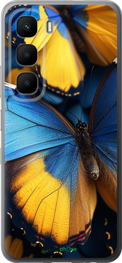 Силіконовий чехол Жовто-блакитні метелики для Infinix Hot 60 5G / Hot 60i 4G - 6046u-4114 изображение 