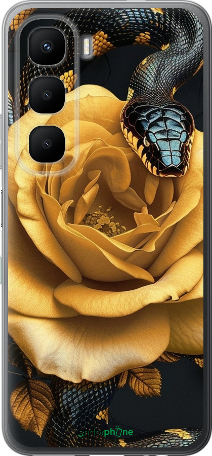Силиконовый чехол Black snake and golden rose для Infinix Hot 60 5G / Hot 60i 4G - 6068u-4114 изображение 