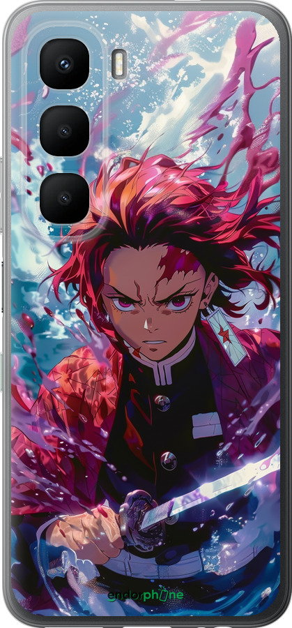 Силиконовый чехол Танджиро Камадо: Клинок рассекающий демонов для Infinix Hot 60 5G / Hot 60i 4G - 6111u-4114 изображение 