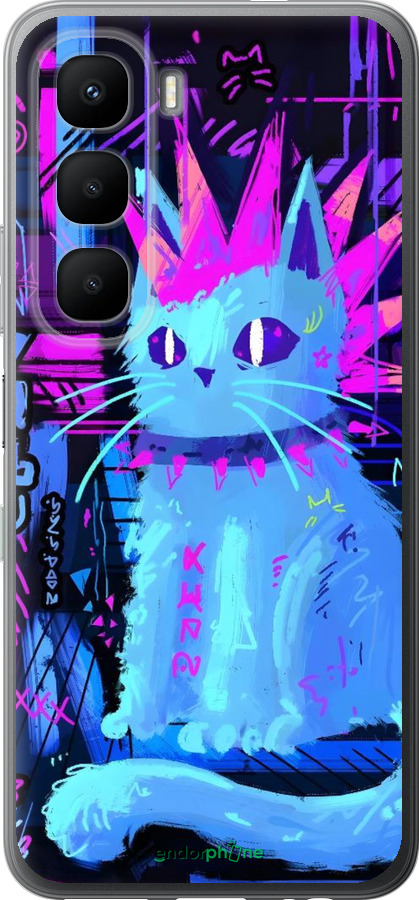 Силиконовый чехол Кот панк для Infinix Hot 60 5G / Hot 60i 4G - 6311u-4114 изображение 