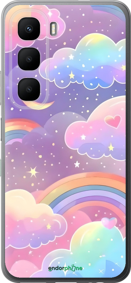 Силиконовый чехол Облака и радуга для Infinix Hot 60 5G / Hot 60i 4G - 6312u-4114 изображение 