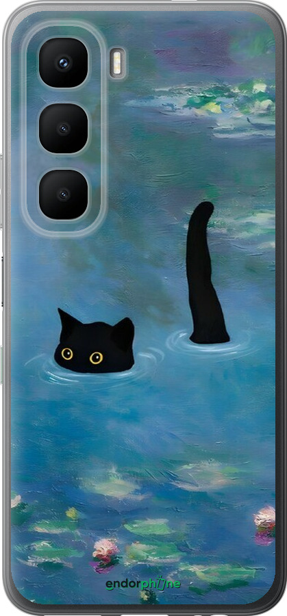 Силиконовый чехол С изображением кота и водяной лилии Monet для Infinix Hot 60 5G / Hot 60i 4G - 6519u-4114 изображение 