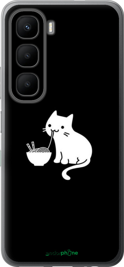 Силиконовый чехол С милым котом на черном фоне для Infinix Hot 60 5G / Hot 60i 4G - 6528u-4114 изображение 