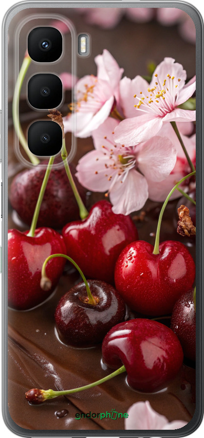 Силиконовый чехол Вишня в шоколаде для Infinix Hot 60 5G / Hot 60i 4G - 6698u-4114 изображение 