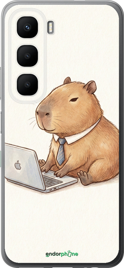 Силиконовый чехол Funny Capybara CEO Working для Infinix Hot 60 5G / Hot 60i 4G - 6777u-4114 изображение 