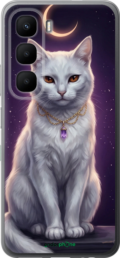 Силиконовый чехол Mystic White Cat Gothic Dark Purple Gold для Infinix Hot 60 5G / Hot 60i 4G - 6805u-4114 изображение 