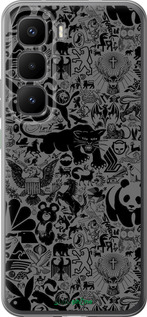 Силиконовый чехол Чёрно-серый стикер бомбинг для Infinix Hot 60 Pro+ - 2432u-4125 изображение 