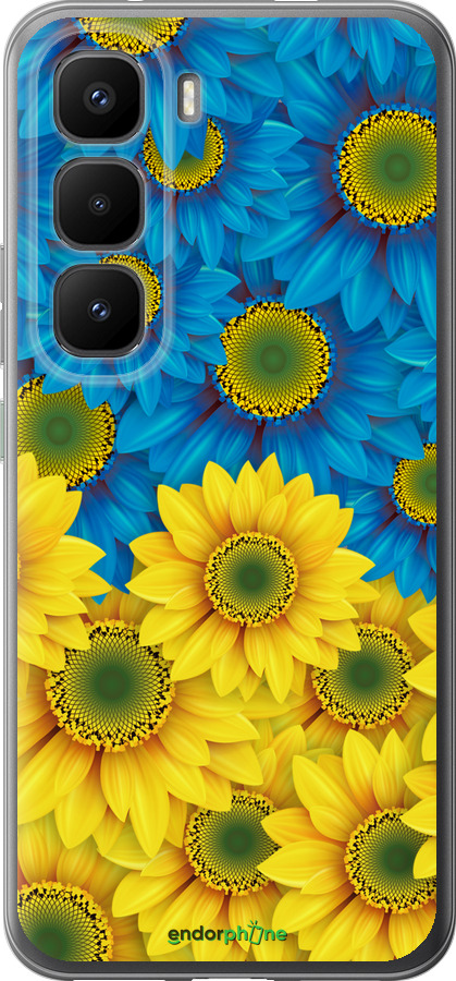 Силиконовый чехол Жёлто-голубые цветы для Infinix Hot 60 Pro+ - 1048u-4125 изображение 