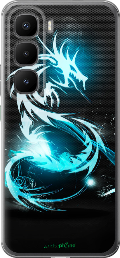 Силиконовый чехол Бело-голубой огненный дракон для Infinix Hot 60 Pro+ - 113u-4125 изображение 