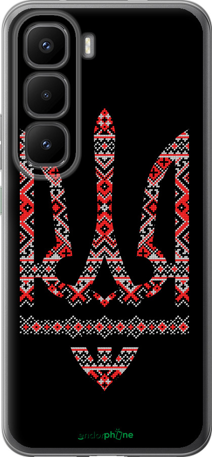 Силиконовый чехол Герб - вышиванка на черном фоне для Infinix Hot 60 Pro+ - 1196u-4125 изображение 