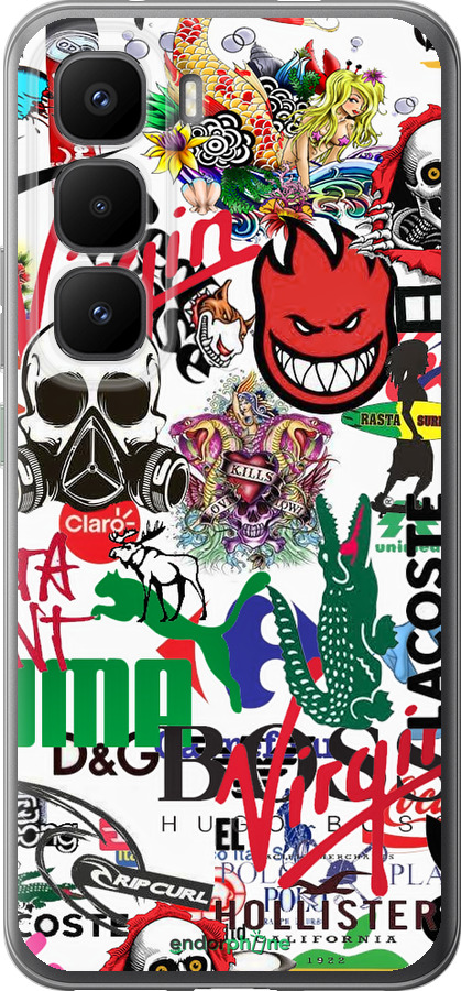 Силиконовый чехол Many different logos для Infinix Hot 60 Pro+ - 4022u-4125 изображение 