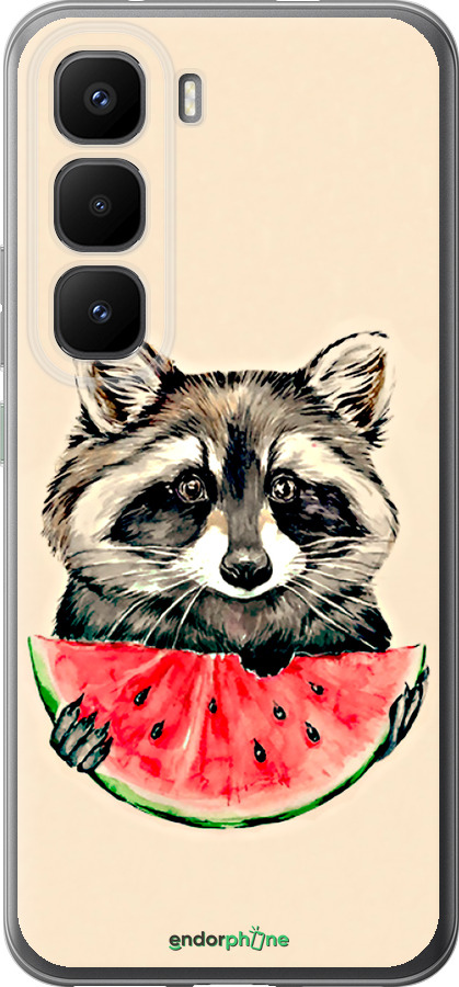 Силиконовый чехол Енотик с арбузом для Infinix Hot 60 Pro+ - 4605u-4125 изображение 