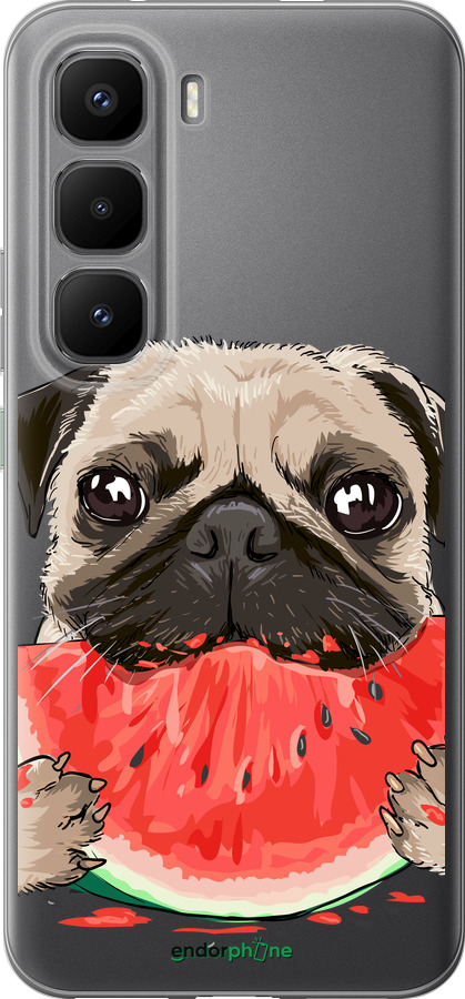 Силиконовый чехол Мопс и арбуз для Infinix Hot 60 Pro+ - 4665u-4125 изображение 