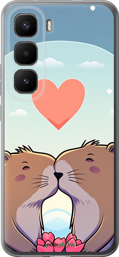 Силиконовый чехол Капибара любовь для Infinix Hot 60 Pro+ - 6027u-4125 изображение 