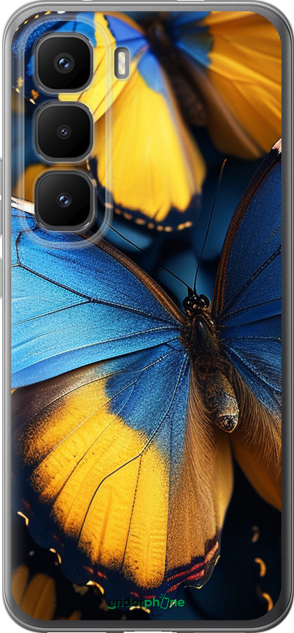 Силиконовый чехол Желто-голубые бабочки для Infinix Hot 60 Pro+ - 6046u-4125 изображение 