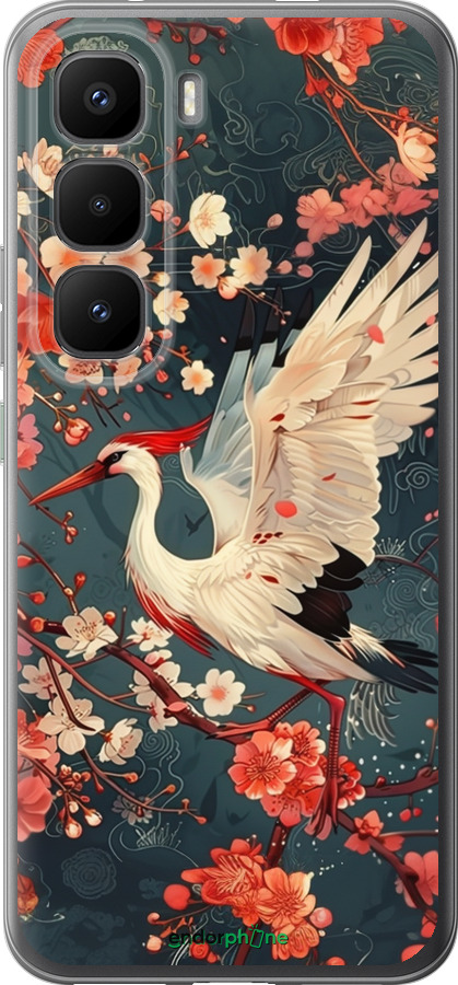 Силиконовый чехол Сакура и аист для Infinix Hot 60 Pro+ - 6108u-4125 изображение 