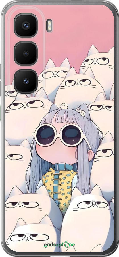 Силиконовый чехол Малышка с котами для Infinix Hot 60 Pro+ - 6295u-4125 изображение 